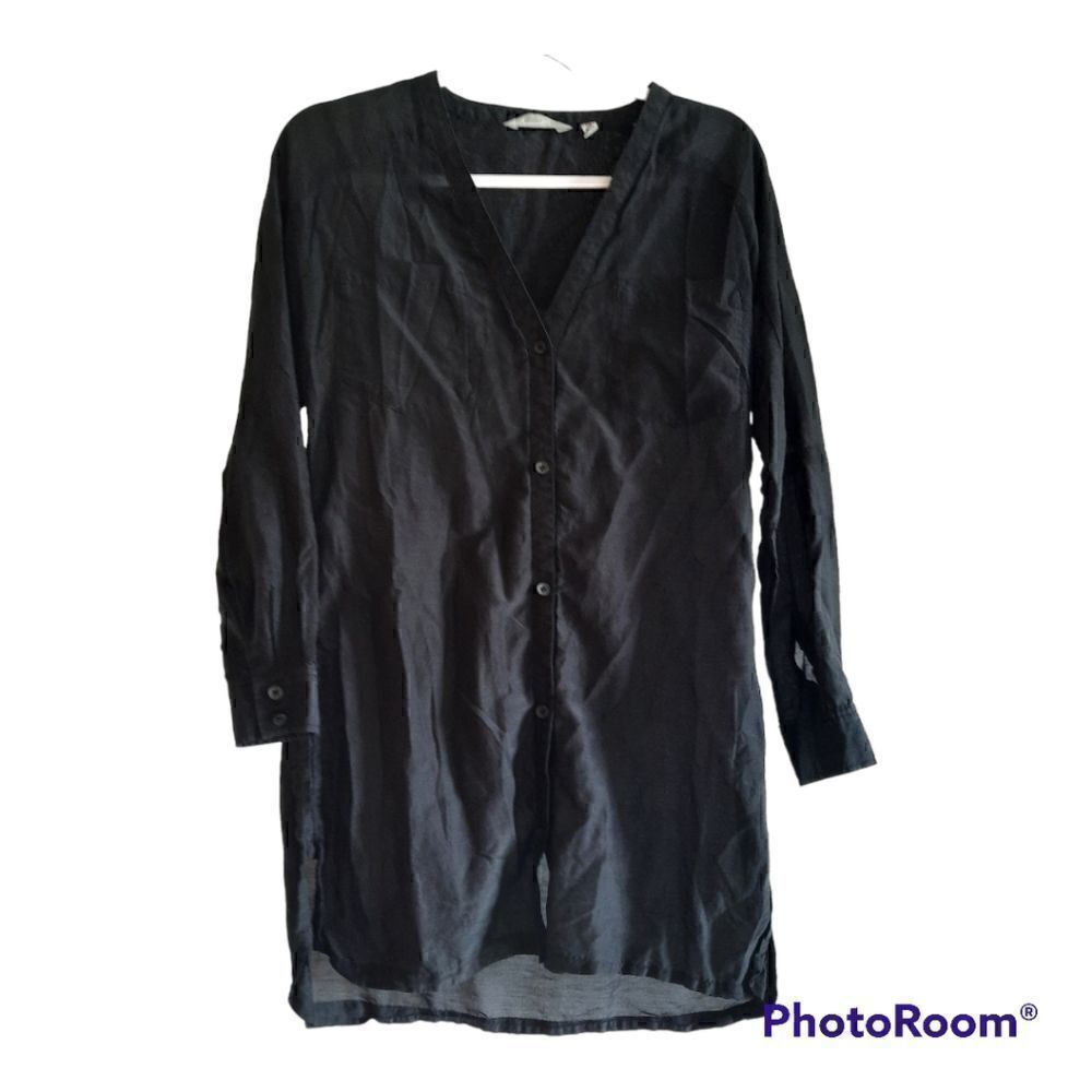 Athleta Silk Blouse Tunic  Button Front Work Career Long